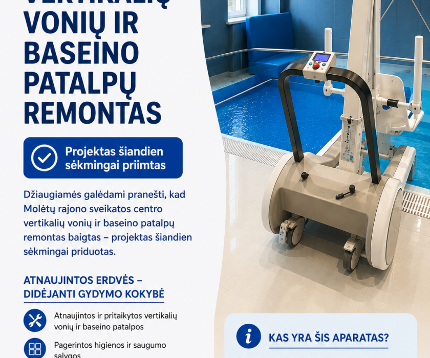 Baigtas vertikalių vonių ir baseino patalpų remontas