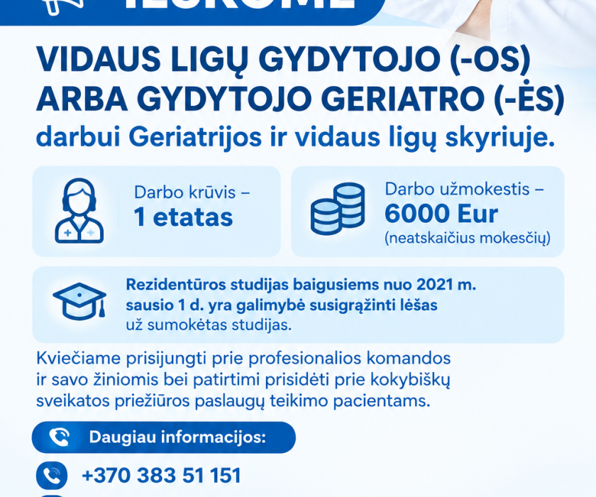 Molėtų rajono sveikatos centras kviečia prisijungti prie mūsų kolektyvo