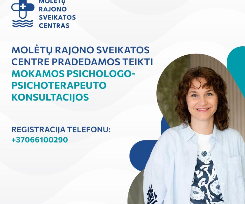 Molėtų rajono sveikatos centre pradeda konsultuoti psichologė-psichoterapeutė Nida Matiukienė