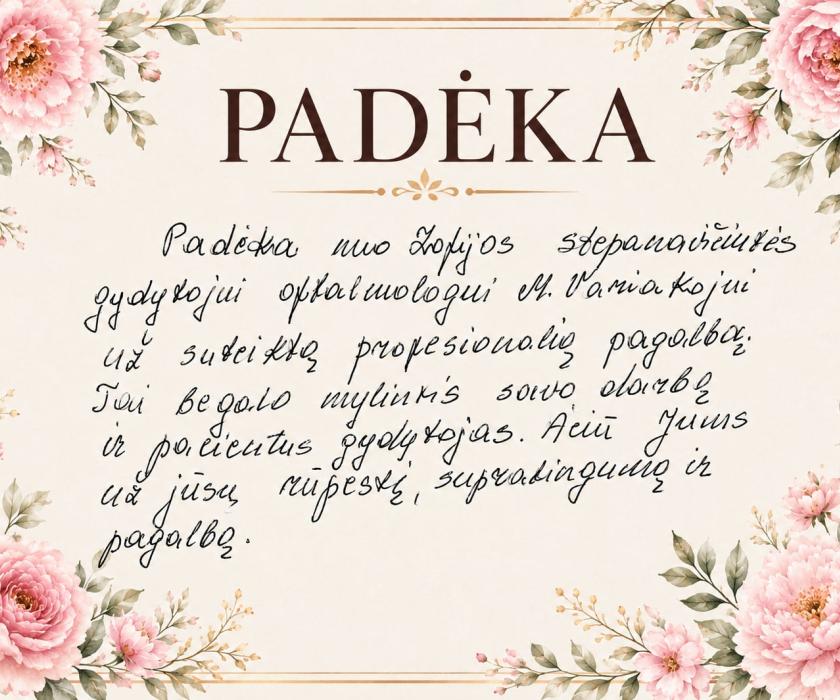 PADĖKA GYDYTOJUI OFTALMOLOGUI MINDAUGUI VARIAKOJUI