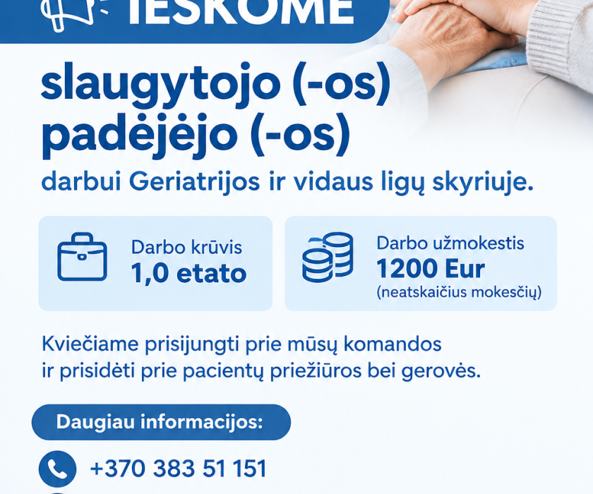Molėtų rajono sveikatos centras Ieško slaugytojo (-os) padėjėjo (-os)